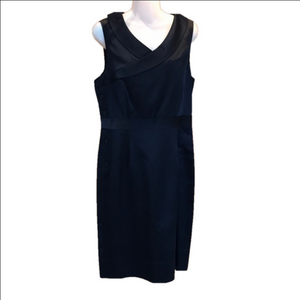 Vera Wang Lilac Collection Navy Blue Silk Sleeveless Sheath Dress Sz 10